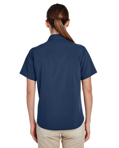 Harriton Ladies' Paradise Short-Sleeve Performance Shirt M610SW #color_NAVY