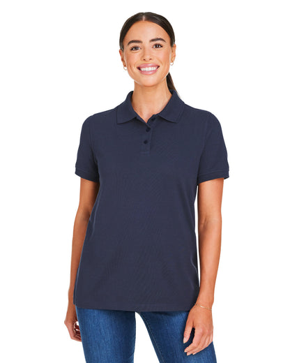 Harriton Ladies' Valiant Cotton Snag Protect Polo M205W #color_DARK NAVY