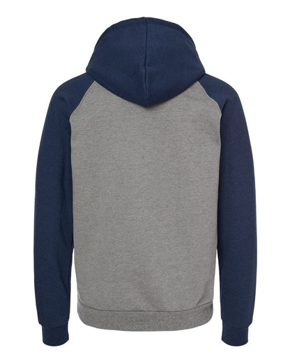 King Fashion Fleece Raglan Hooded Sweatshirt KF4042 #color_Grey Heather/ Heather Navy