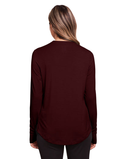 North End Ladies' Jaq Snap-Up Stretch Performance Pullover NE400W #color_BURGUNDY