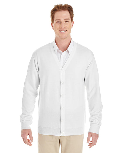 Harriton Men's Pilbloc™ V-Neck Button Cardigan Sweater M425 #color_WHITE