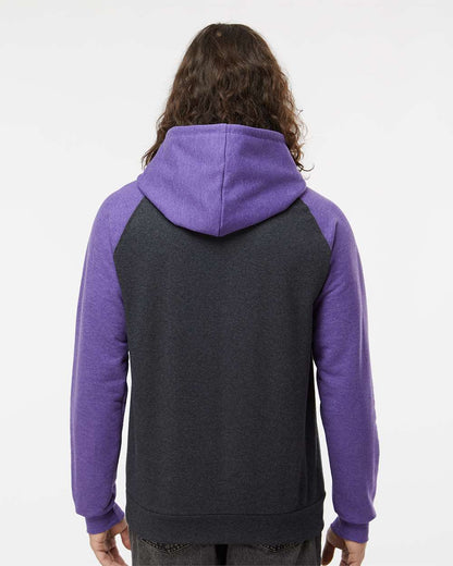 King Fashion Fleece Raglan Hooded Sweatshirt KF4042 #colormdl_Dark Charcoal/ Heather Purple