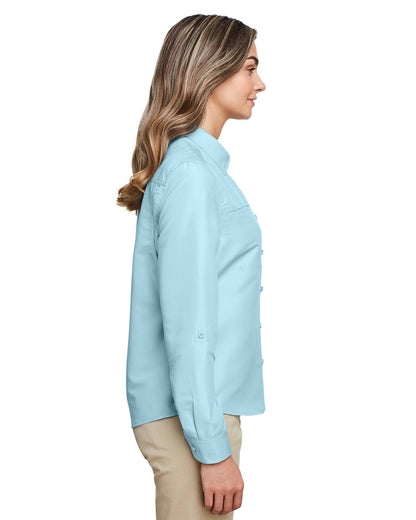 Harriton Ladies' Key West Long-Sleeve Performance Staff Shirt M580LW #color_CLOUD BLUE