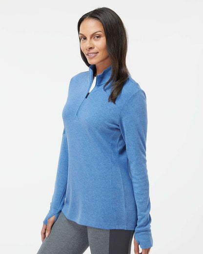 Adidas Women's 3-Stripes Quarter-Zip Sweater A555 #colormdl_Focus Blue Melange