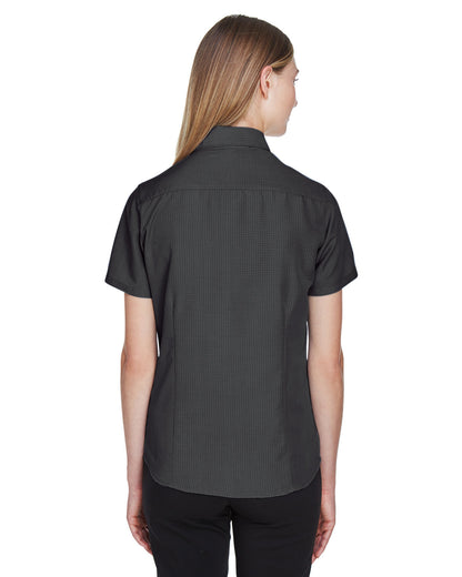 Harriton Ladies' Barbados Textured Camp Shirt M560W #color_BLACK