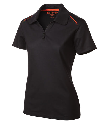 Coal Harbour Snag Resist Co Inset Lds' Polo L4002 #color_Black/Orange