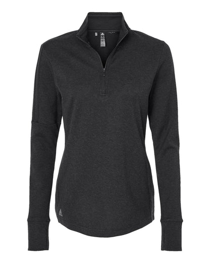 Adidas Women's 3-Stripes Quarter-Zip Sweater A555 #color_Black Melange