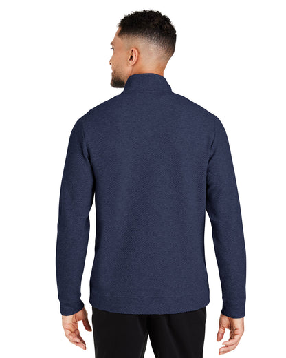 North End Men's Spirit Textured Quarter-Zip NE725 #color_CLASSIC NAVY HTH