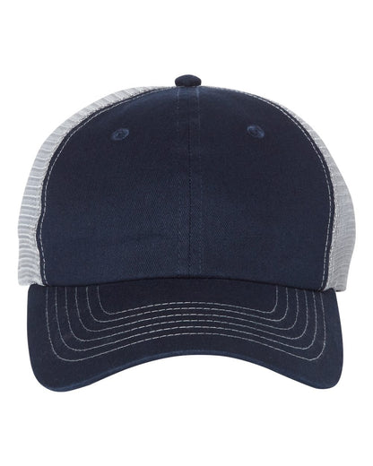 Sportsman Contrast-Stitch Mesh-Back Cap 3100 #color_Navy/ Grey