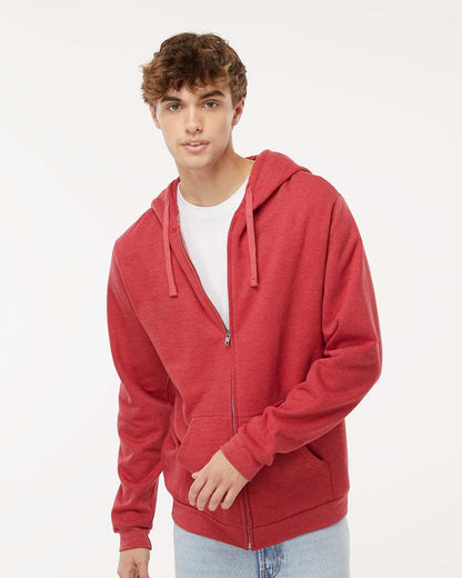 M&O Unisex Zipper Fleece Hoodie 3331 #colormdl_Heather Red