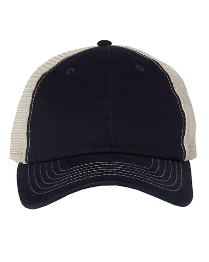 Sportsman Contrast-Stitch Mesh-Back Cap 3100 #color_Navy/ Stone