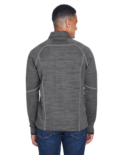 North End Men's Flux Mélange Bonded Fleece Jacket 88697 #color_CARBON / BLACK