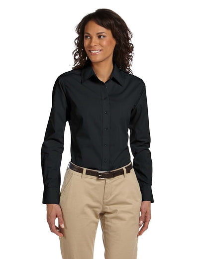 Harriton Ladies' Essential Poplin M510W #color_BLACK