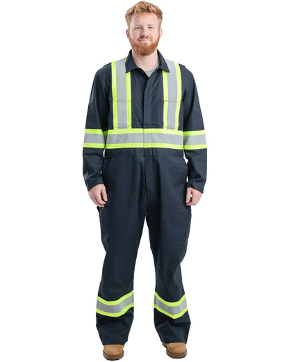 Berne Men's Safety Striped Gasket Unlined Coverall HVC252 #color_NAVY