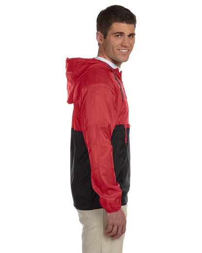 Harriton Adult Packable Nylon Jacket M750 #color_RED / BLACK