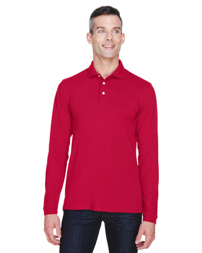 Harriton Men's Easy Blend™ Long-Sleeve Polo M265L #color_RED