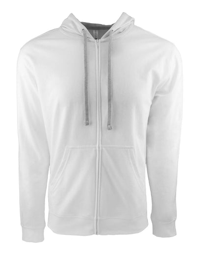 Next Level Apparel Adult Laguna French Terry Full-Zip Hooded Sweatshirt 9601 #color_White/ Heather Grey