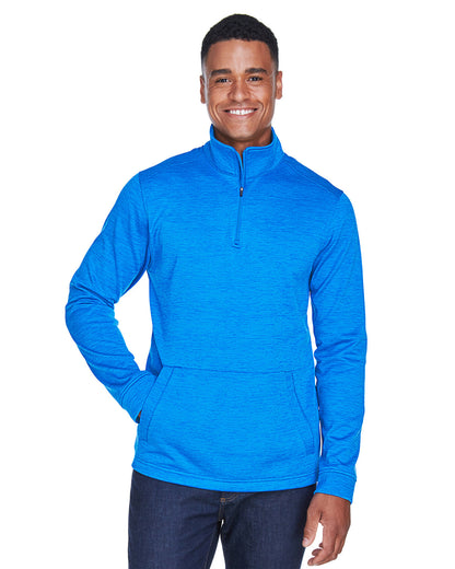 Devon & Jones Men's Newbury Mélange Fleece Quarter-Zip DG798 #color_FRENCH BLUE HTHR