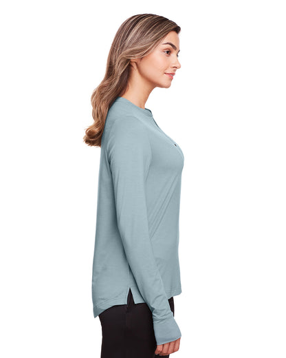 North End Ladies' Jaq Snap-Up Stretch Performance Pullover NE400W #color_OPAL BLUE