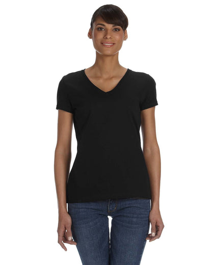 Fruit of the Loom Ladies' HD Cotton™ V-Neck T-Shirt L39VR #color_BLACK