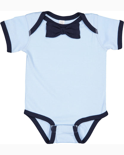 Rabbit Skins Infant Baby Rib Bow Tie Bodysuit RS4407 #color_LIGHT BLUE / NAVY