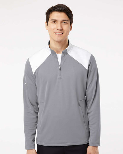 Adidas Textured Mixed Media Quarter-Zip Pullover A532 #colormdl_Grey Three/ White