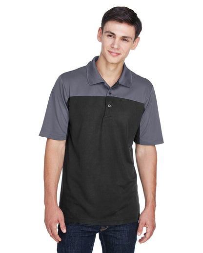 Core365 Men's Balance Colorblock Performance Piqué Polo CE101 #color_BLACK / CARBON