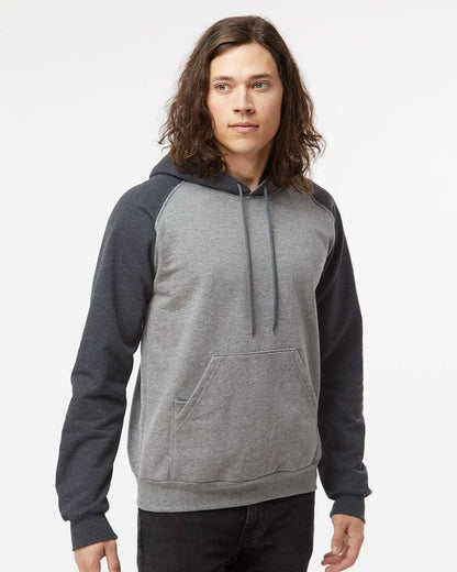 King Fashion Fleece Raglan Hooded Sweatshirt KF4042 #colormdl_Grey Heather/ Dark Charcoal