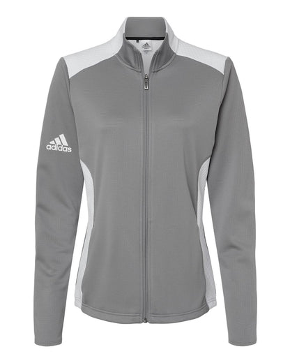 Adidas Women's Textured Mixed Media Full-Zip Jacket A529 #color_Grey Three/ White