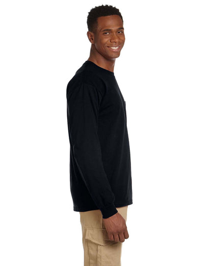 Gildan Adult Ultra Cotton® Long-Sleeve Pocket T-Shirt G241 #color_BLACK