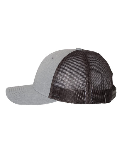 Richardson Low Pro Trucker Cap 115 #color_Heather Grey/ Dark Charcoal