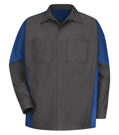 Red Kap Long Sleeve Woven Crew Shirt SY10 #color_Charcoal/Roy