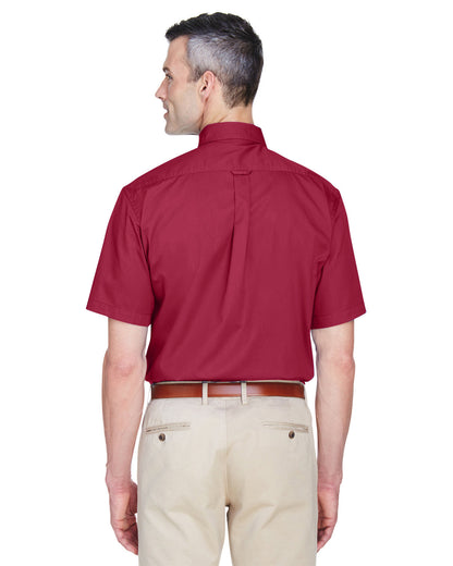 Harriton Men's Easy Blend™ Short-Sleeve Twill Shirt with Stain-Release M500S #color_WINE