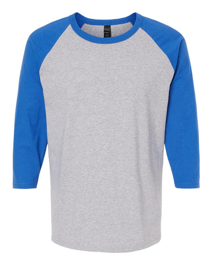 M&O Raglan Three-Quarter Sleeve Baseball T-Shirt 5540 #color_Sport Grey/ Royal