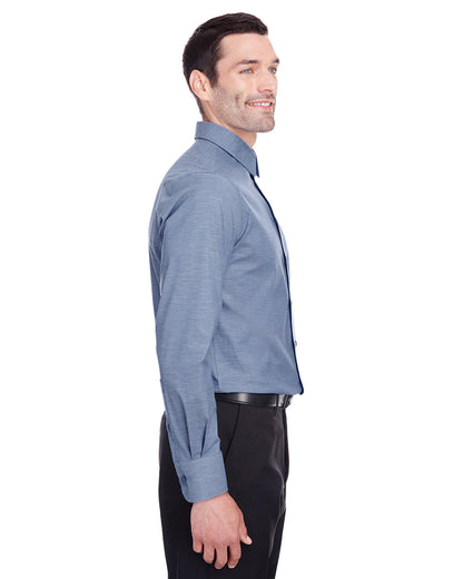 Devon & Jones Men's Crown Collection® Stretch Pinpoint Chambray Woven Shirt DG562 #color_NAVY