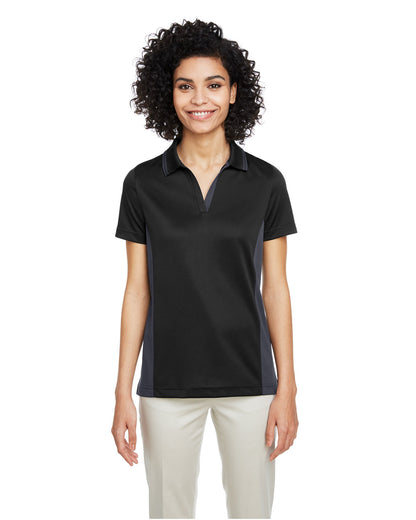 Harriton Ladies' Flash Snag Protection Plus IL Colorblock Polo M386W #color_BLACK / DK CHARCL