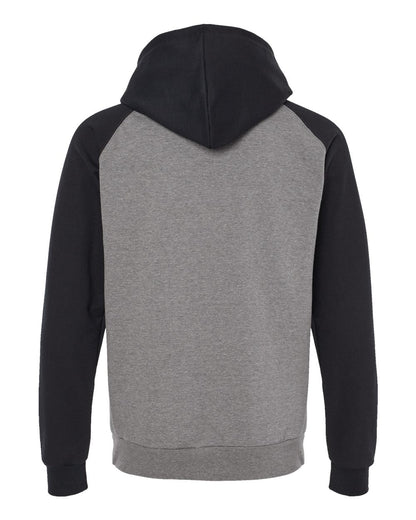 King Fashion Fleece Raglan Hooded Sweatshirt KF4042 #color_Grey Heather/ Black