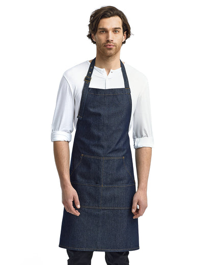 Artisan Collection by Reprime Unisex Jeans Stitch Denim Bib Apron RP126 #color_INDIGO DENIM