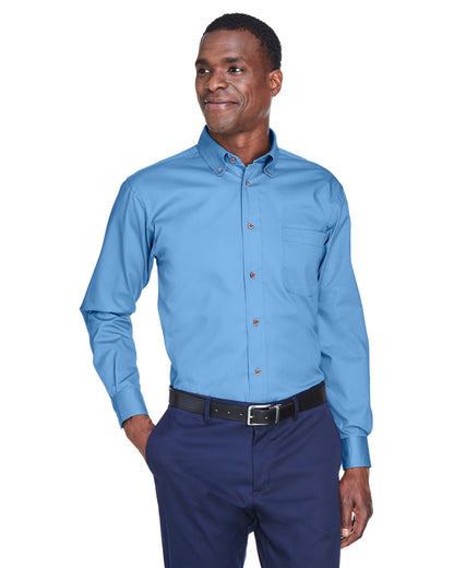 Harriton Men's Easy Blend™ Long-Sleeve Twill Shirt with Stain-Release M500 #color_LT COLLEGE BLUE