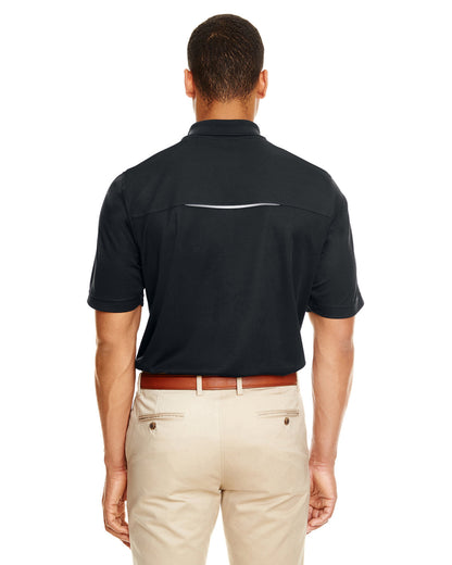 Core365 Men's Radiant Performance Piqué Polo with Reflective Piping 88181R #color_BLACK