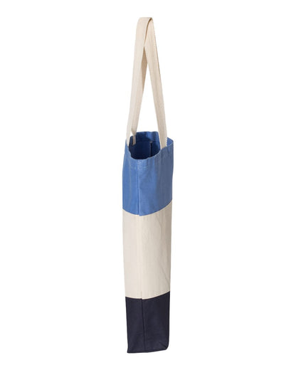 Q-Tees 11L Tri-Color Tote Q125900 #color_Navy/ Natural/ Carolina Blue