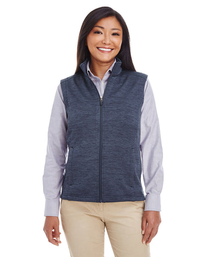 Devon & Jones Ladies' Newbury Mélange Fleece Vest DG797W #color_NAVY HEATHER