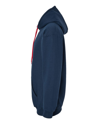 King Fashion Two-Tone Hooded Sweatshirt KF9041 #color_Navy/ Red