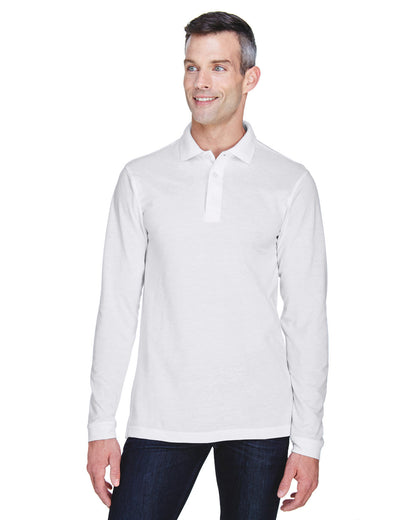 Harriton Men's Easy Blend™ Long-Sleeve Polo M265L #color_WHITE