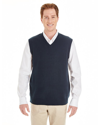 Harriton Men's Pilbloc™ V-Neck Sweater Vest M415 #color_DARK NAVY