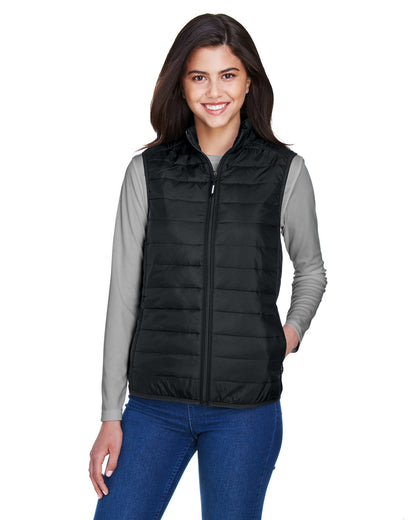 Core365 Ladies' Prevail Packable Puffer Vest CE702W #color_BLACK