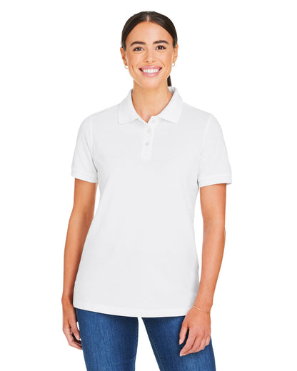 Harriton Ladies' Valiant Cotton Snag Protect Polo M205W #color_WHITE