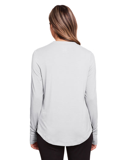 North End Ladies' Jaq Snap-Up Stretch Performance Pullover NE400W #color_PLATINUM