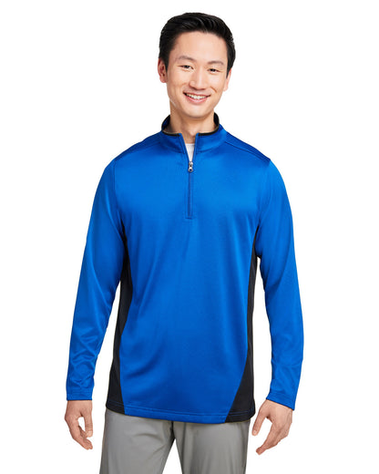 Harriton Men's Flash Snag Protection Plus IL Colorblock Quarter-Zip M786 #color_TRUE ROYAL / BLK