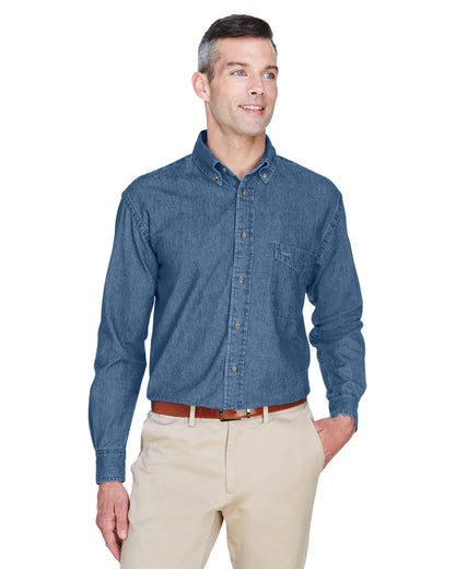 Harriton Men's Long-Sleeve Denim Shirt M550 #color_LIGHT DENIM